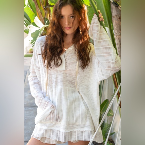 POL White Lightweight Summer Hoodie Top - Picture 7 of 7